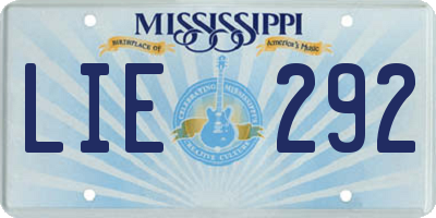 MS license plate LIE292