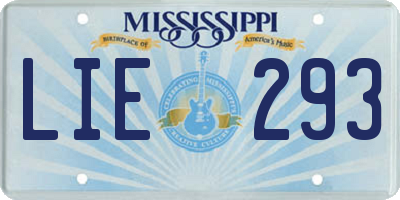 MS license plate LIE293