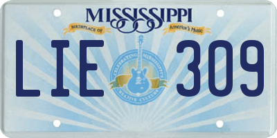 MS license plate LIE309