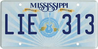 MS license plate LIE313