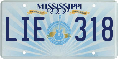 MS license plate LIE318