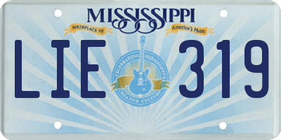 MS license plate LIE319
