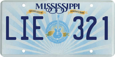 MS license plate LIE321
