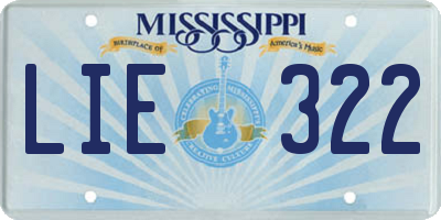 MS license plate LIE322