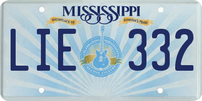 MS license plate LIE332