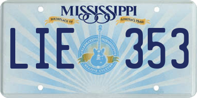 MS license plate LIE353