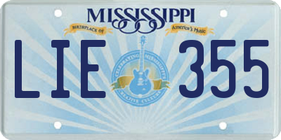 MS license plate LIE355