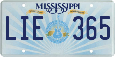 MS license plate LIE365