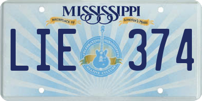 MS license plate LIE374