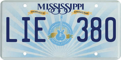 MS license plate LIE380