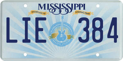 MS license plate LIE384