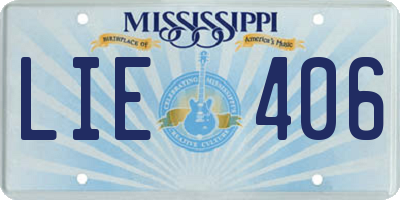 MS license plate LIE406
