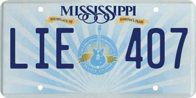 MS license plate LIE407