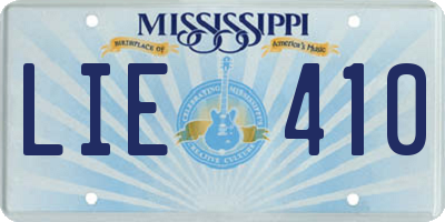 MS license plate LIE410