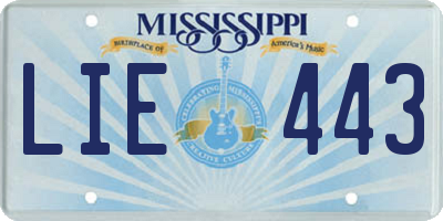 MS license plate LIE443