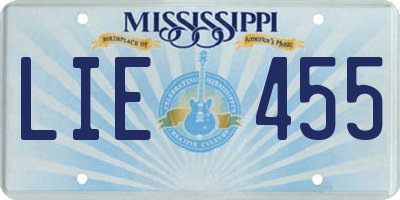 MS license plate LIE455
