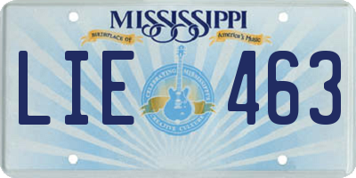 MS license plate LIE463
