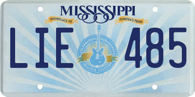 MS license plate LIE485