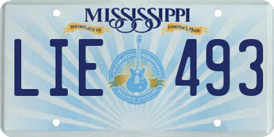 MS license plate LIE493