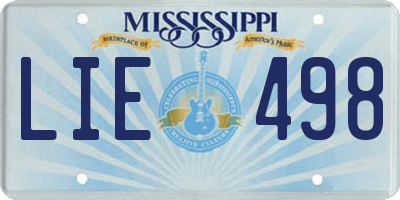 MS license plate LIE498
