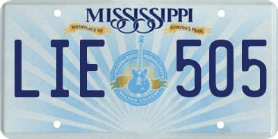 MS license plate LIE505