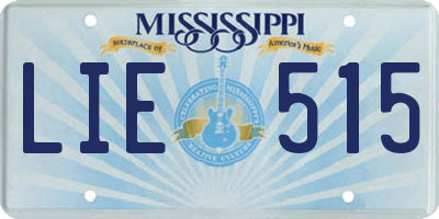 MS license plate LIE515