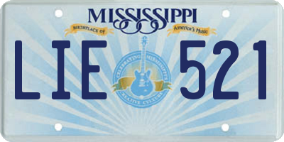 MS license plate LIE521