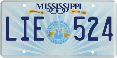 MS license plate LIE524