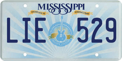 MS license plate LIE529