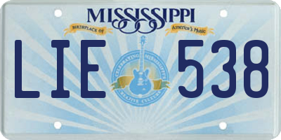 MS license plate LIE538