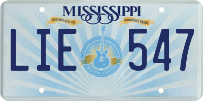 MS license plate LIE547