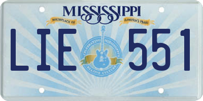 MS license plate LIE551