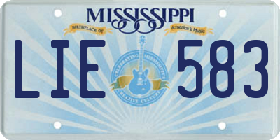 MS license plate LIE583