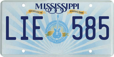 MS license plate LIE585