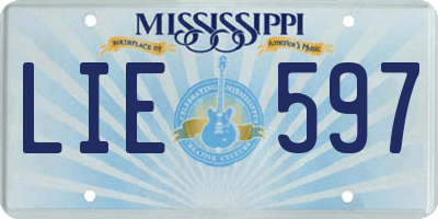 MS license plate LIE597