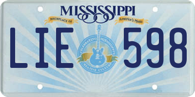 MS license plate LIE598