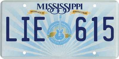 MS license plate LIE615