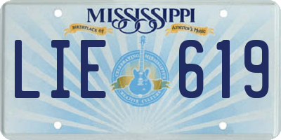 MS license plate LIE619