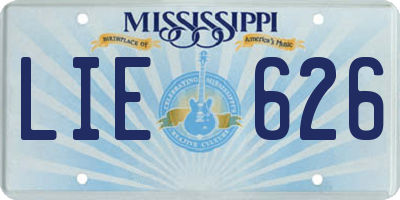 MS license plate LIE626