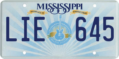 MS license plate LIE645