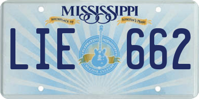 MS license plate LIE662