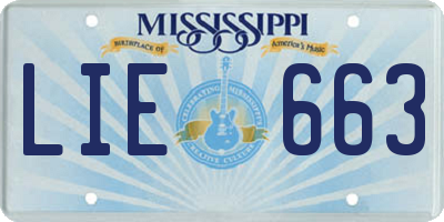 MS license plate LIE663