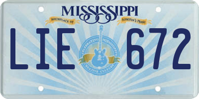 MS license plate LIE672