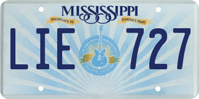 MS license plate LIE727