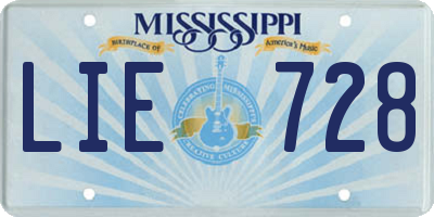 MS license plate LIE728