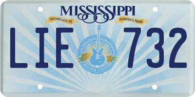 MS license plate LIE732