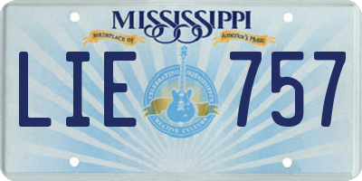 MS license plate LIE757