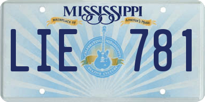 MS license plate LIE781