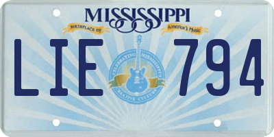 MS license plate LIE794