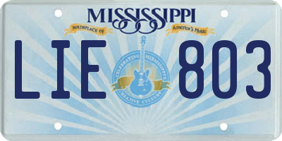 MS license plate LIE803